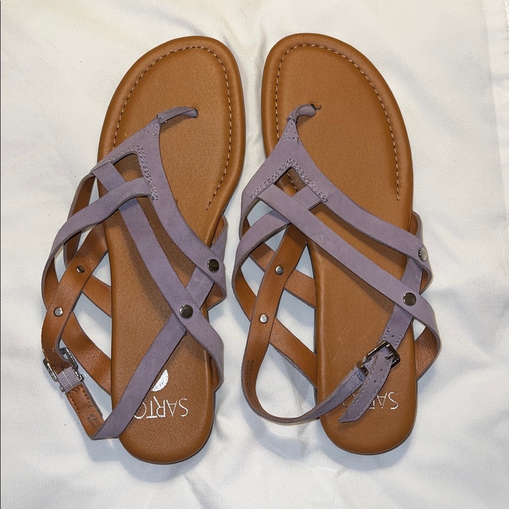 SARTO By Franco Sarto Purple and Tan Sandals - Picture 2 of 3